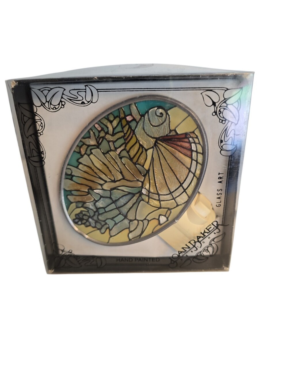 Vintage 2001 Joan Baker Handpainted Glass Night Light Seashell Pattern NEW